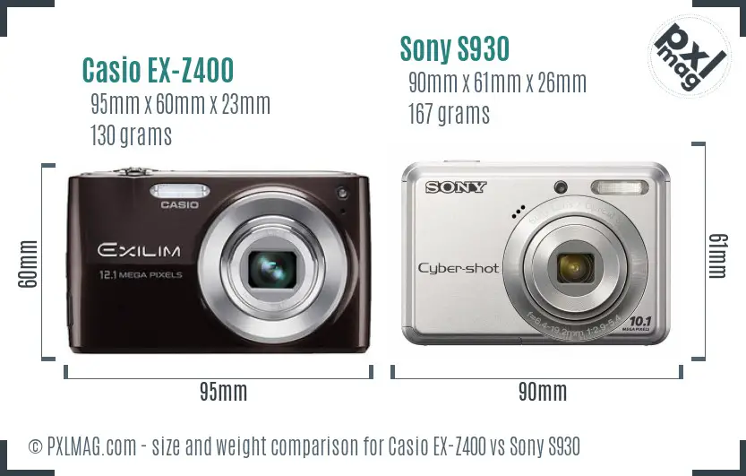 Casio EX-Z400 vs Sony S930 size comparison