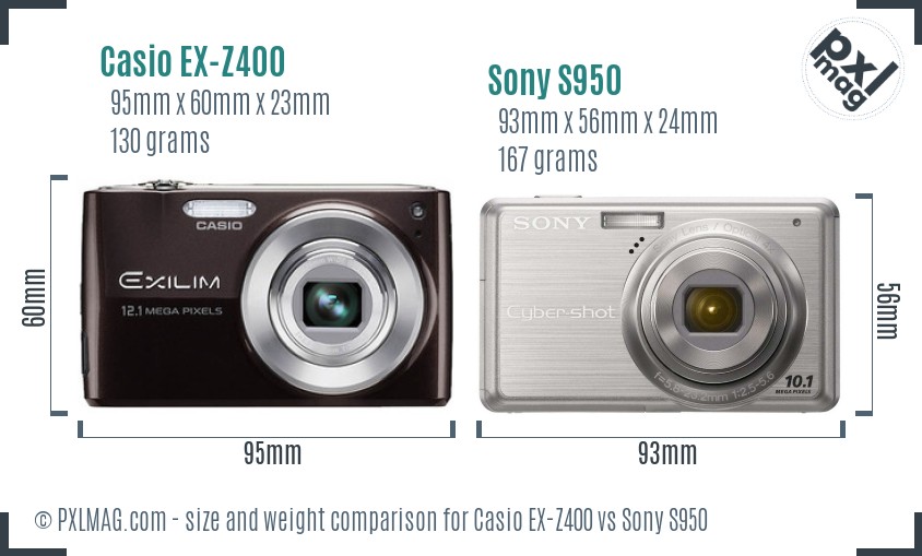 Casio EX-Z400 vs Sony S950 size comparison Casio EX-Z400 vs Sony S950 size comparison