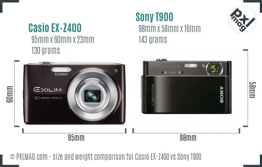Casio EX-Z400 vs Sony T900 size comparison