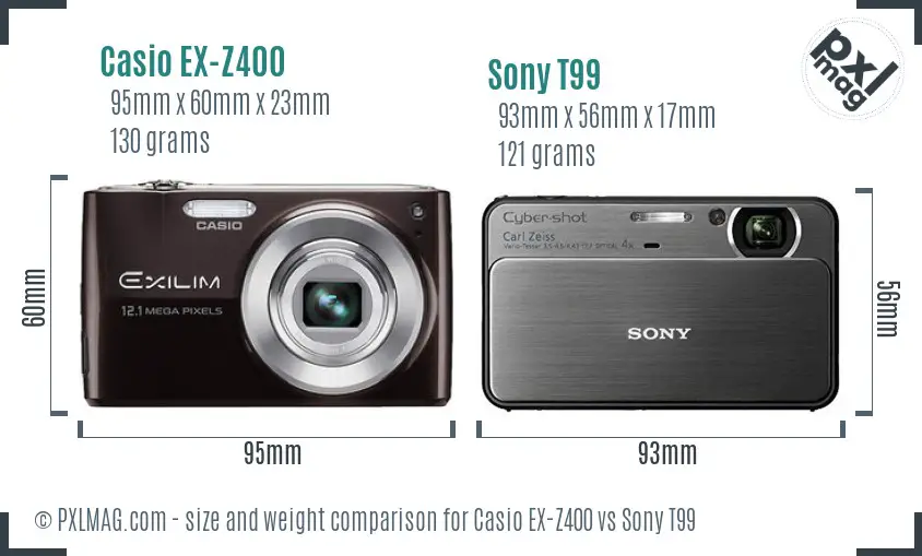 Casio EX-Z400 vs Sony T99 size comparison