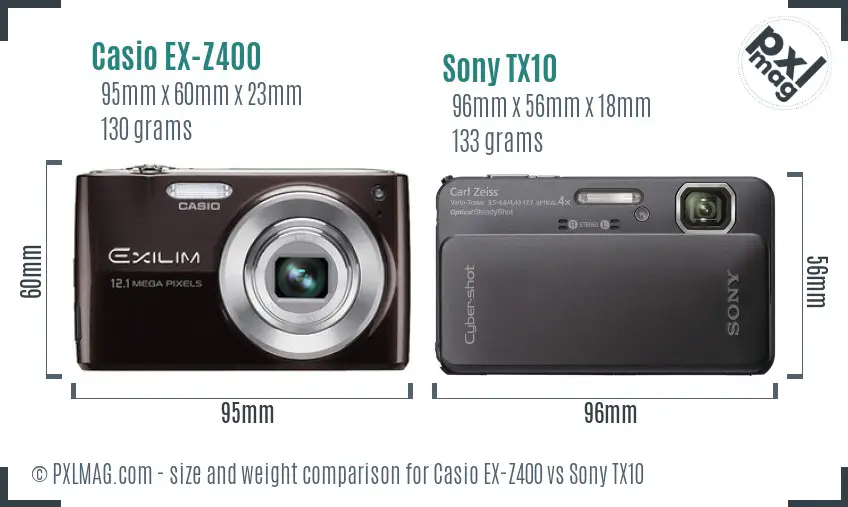 Casio EX-Z400 vs Sony TX10 size comparison