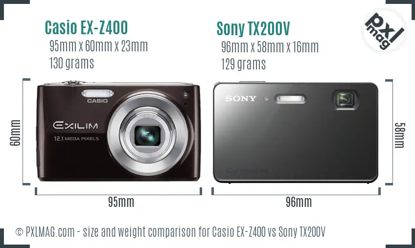 Casio EX-Z400 vs Sony TX200V size comparison