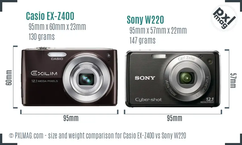 Casio EX-Z400 vs Sony W220 size comparison Casio EX-Z400 vs Sony W220 size comparison