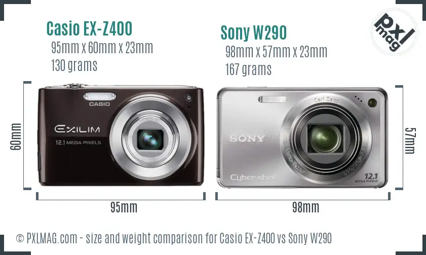 Casio EX-Z400 vs Sony W290 size comparison Casio EX-Z400 vs Sony W290 size comparison