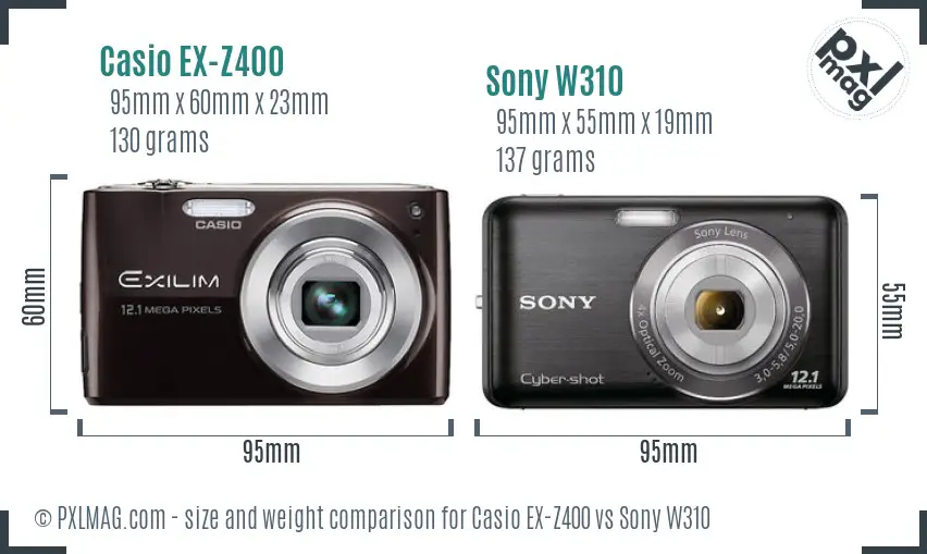 Casio EX-Z400 vs Sony W310 size comparison Casio EX-Z400 vs Sony W310 size comparison