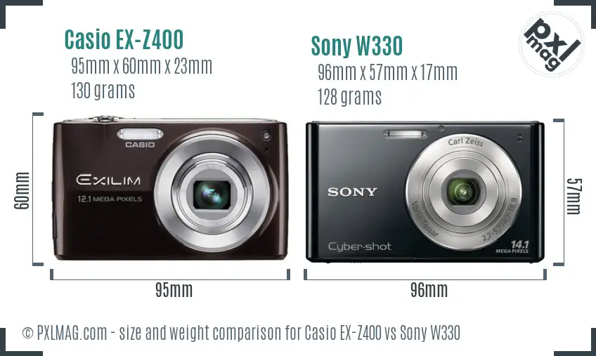 Casio EX-Z400 vs Sony W330 size comparison