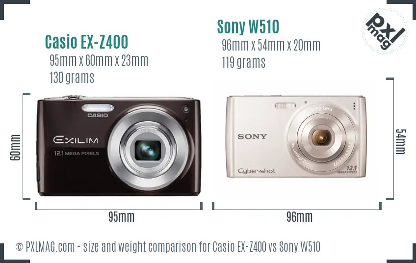 Casio EX-Z400 vs Sony W510 size comparison