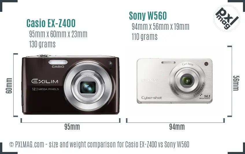 Casio EX-Z400 vs Sony W560 size comparison