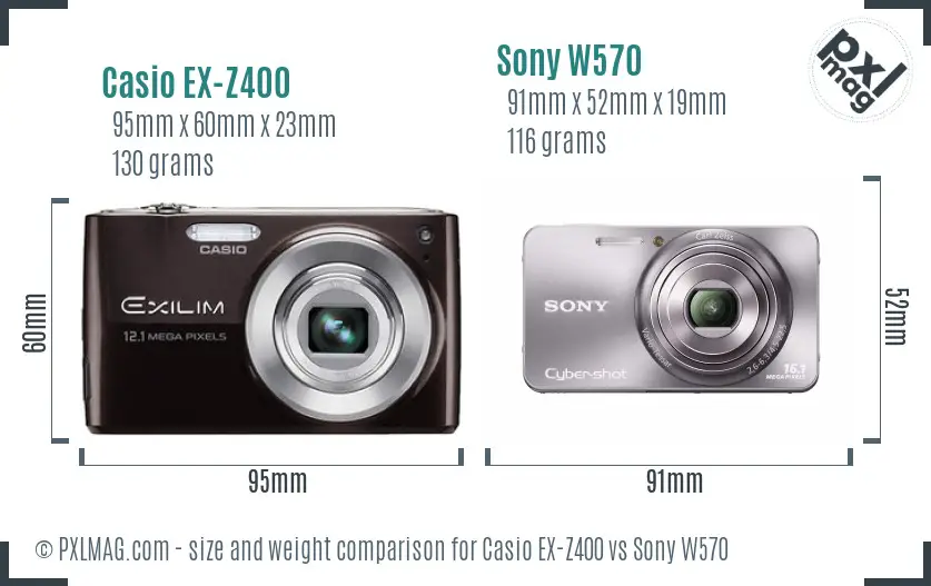 Casio EX-Z400 vs Sony W570 size comparison