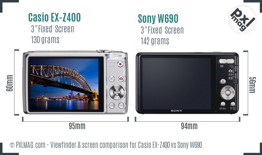 Casio EX-Z400 vs Sony W690 Screen and Viewfinder comparison