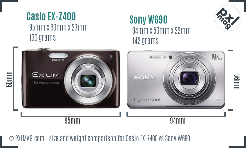 Casio EX-Z400 vs Sony W690 size comparison