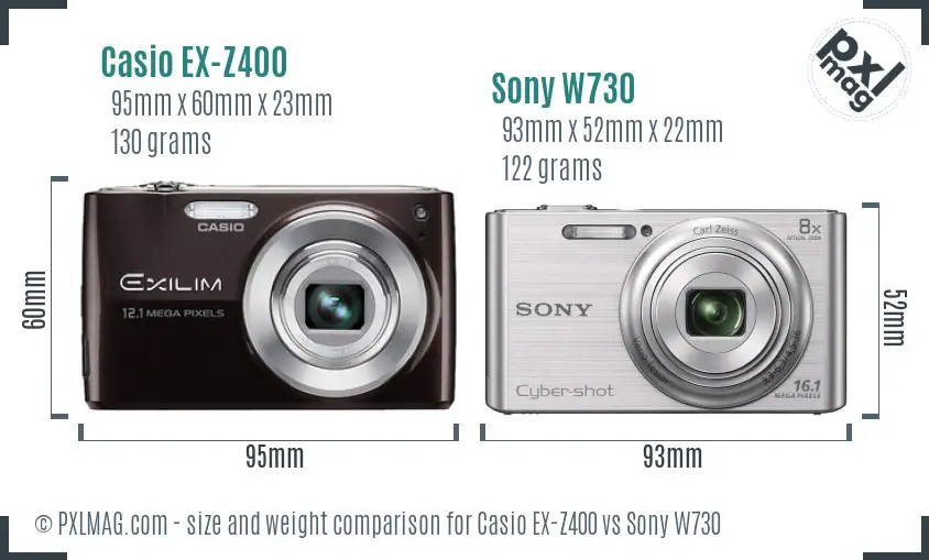 Casio EX-Z400 vs Sony W730 size comparison Casio EX-Z400 vs Sony W730 size comparison