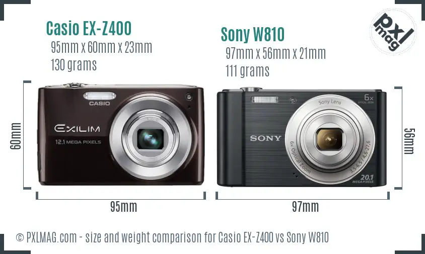 Casio EX-Z400 vs Sony W810 size comparison