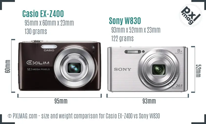 Casio EX-Z400 vs Sony W830 size comparison