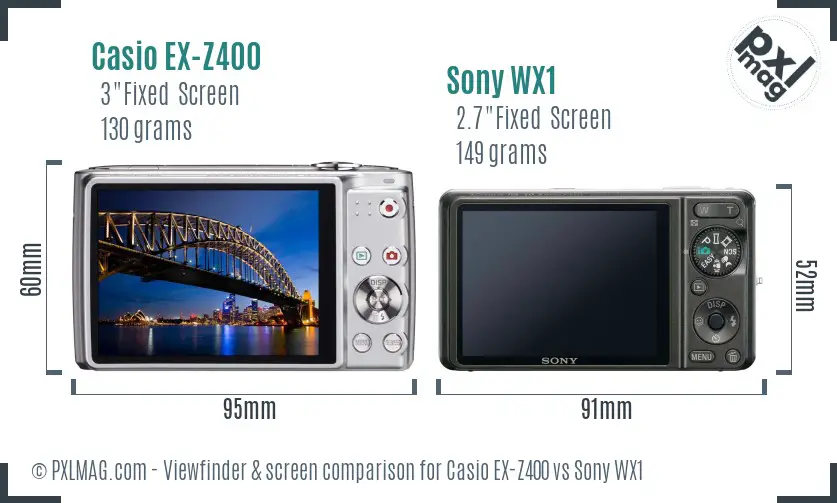 Casio EX-Z400 vs Sony WX1 Screen and Viewfinder comparison