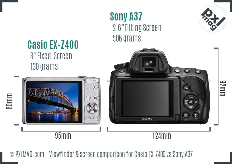 Casio EX-Z400 vs Sony A37 Screen and Viewfinder comparison