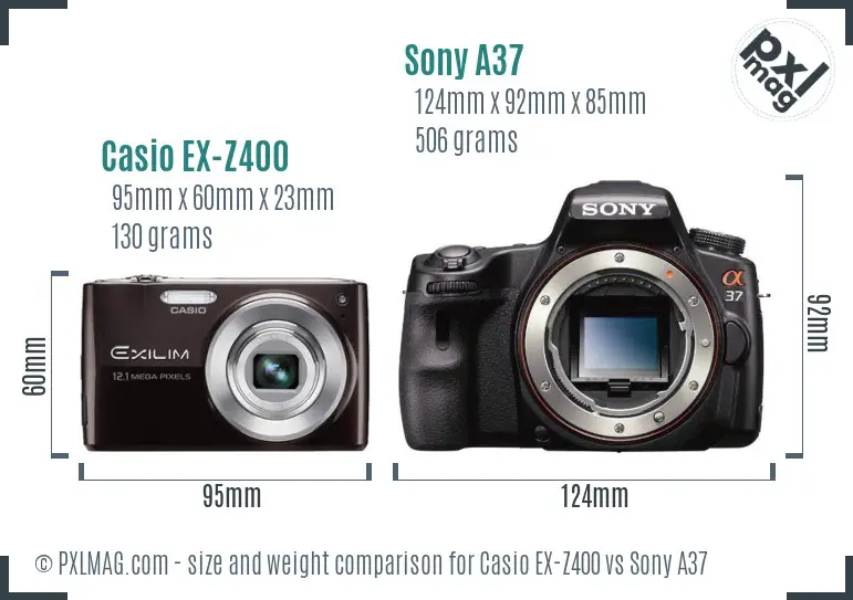 Casio EX-Z400 vs Sony A37 size comparison
