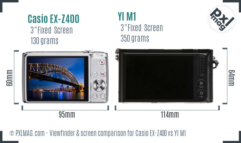 Casio EX-Z400 vs YI M1 Screen and Viewfinder comparison