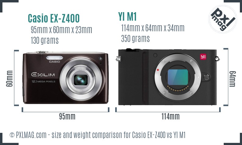 Casio EX-Z400 vs YI M1 size comparison
