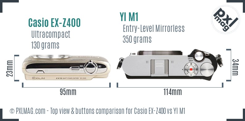 Casio EX-Z400 vs YI M1 top view buttons comparison