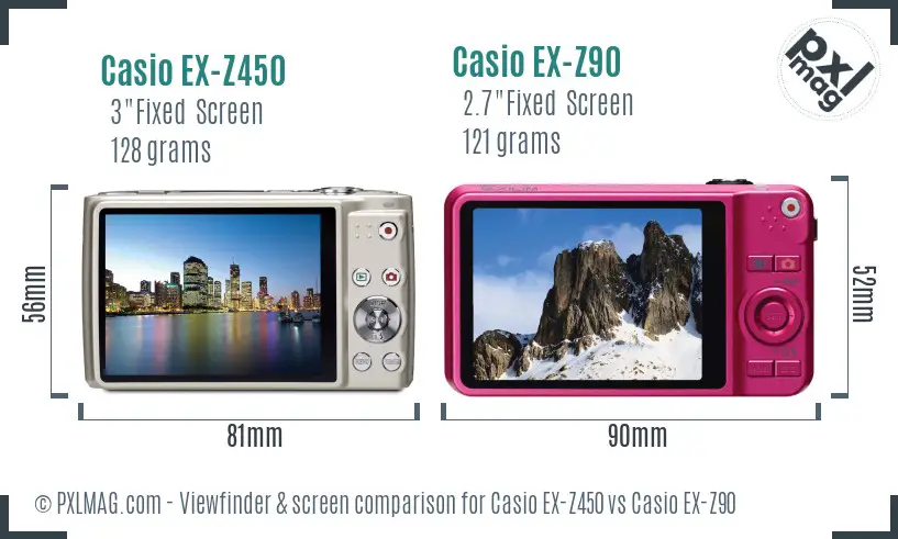 Casio EX-Z450 vs Casio EX-Z90 Screen and Viewfinder comparison