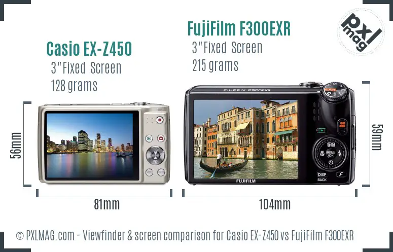Casio EX-Z450 vs FujiFilm F300EXR Screen and Viewfinder comparison Casio EX-Z450 vs FujiFilm F300EXR Screen and Viewfinder comparison