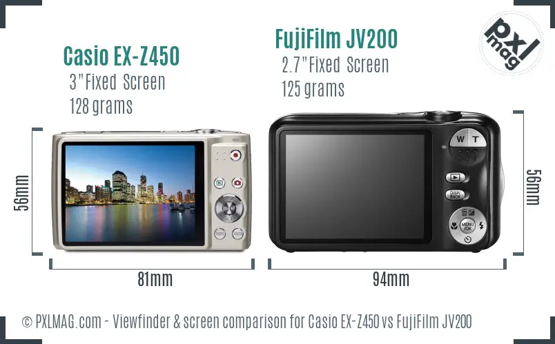 Casio EX-Z450 vs FujiFilm JV200 Screen and Viewfinder comparison Casio EX-Z450 vs FujiFilm JV200 Screen and Viewfinder comparison