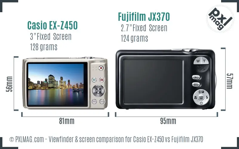 Casio EX-Z450 vs Fujifilm JX370 Screen and Viewfinder comparison Casio EX-Z450 vs Fujifilm JX370 Screen and Viewfinder comparison