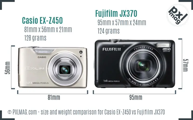 Casio EX-Z450 vs Fujifilm JX370 size comparison Casio EX-Z450 vs Fujifilm JX370 size comparison