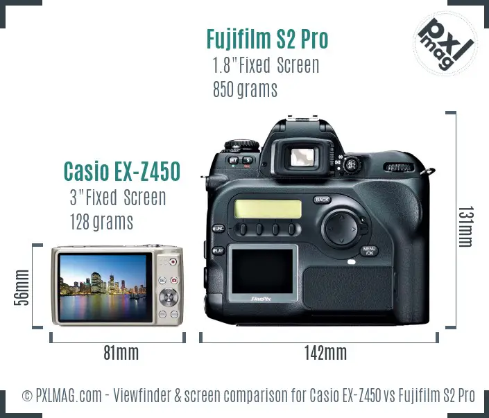 Casio EX-Z450 vs Fujifilm S2 Pro Screen and Viewfinder comparison Casio EX-Z450 vs Fujifilm S2 Pro Screen and Viewfinder comparison