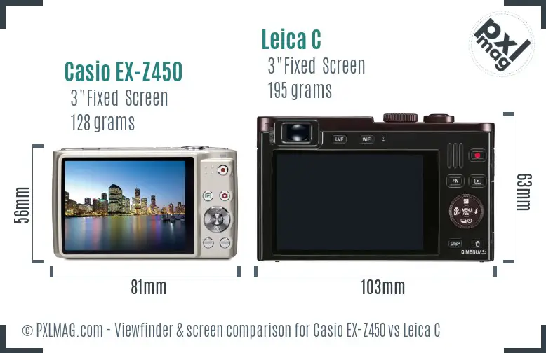 Casio EX-Z450 vs Leica C Screen and Viewfinder comparison
