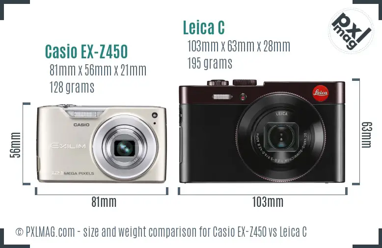 Casio EX-Z450 vs Leica C size comparison