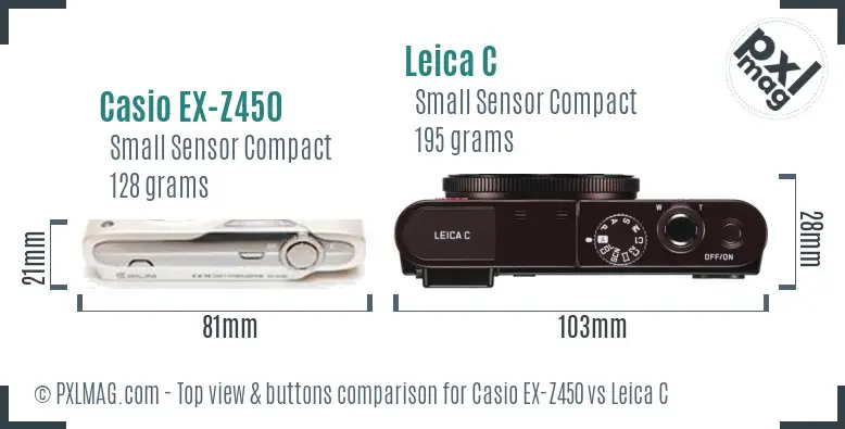 Casio EX-Z450 vs Leica C top view buttons comparison