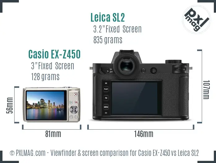 Casio EX-Z450 vs Leica SL2 Screen and Viewfinder comparison