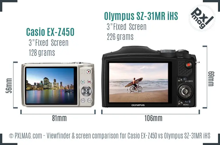 Casio EX-Z450 vs Olympus SZ-31MR iHS Screen and Viewfinder comparison Casio EX-Z450 vs Olympus SZ-31MR iHS Screen and Viewfinder comparison