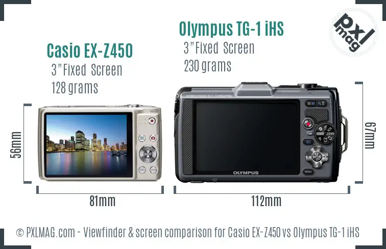 Casio EX-Z450 vs Olympus TG-1 iHS Screen and Viewfinder comparison