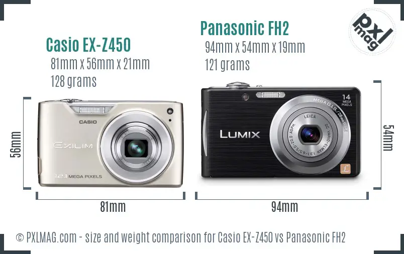 Casio EX-Z450 vs Panasonic FH2 size comparison