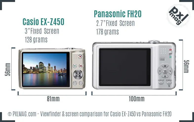 Casio EX-Z450 vs Panasonic FH20 Screen and Viewfinder comparison Casio EX-Z450 vs Panasonic FH20 Screen and Viewfinder comparison