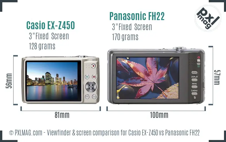 Casio EX-Z450 vs Panasonic FH22 Screen and Viewfinder comparison Casio EX-Z450 vs Panasonic FH22 Screen and Viewfinder comparison