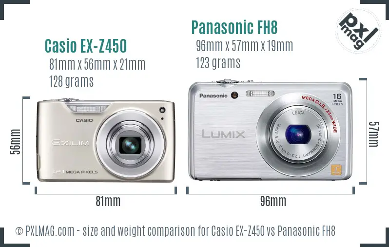 Casio EX-Z450 vs Panasonic FH8 size comparison Casio EX-Z450 vs Panasonic FH8 size comparison