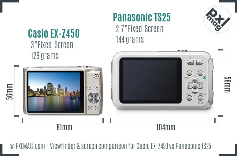 Casio EX-Z450 vs Panasonic TS25 Screen and Viewfinder comparison Casio EX-Z450 vs Panasonic TS25 Screen and Viewfinder comparison