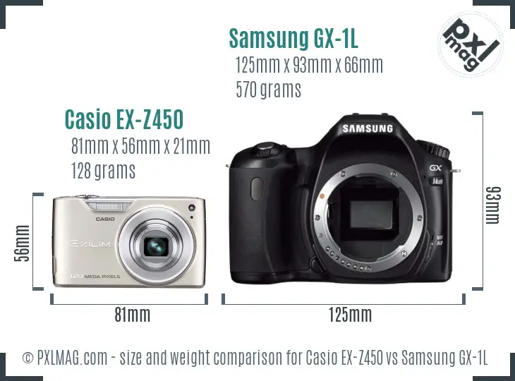Casio EX-Z450 vs Samsung GX-1L size comparison