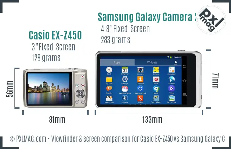 Casio EX-Z450 vs Samsung Galaxy Camera 2 Screen and Viewfinder comparison