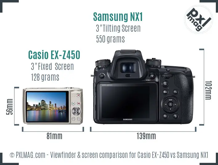 Casio EX-Z450 vs Samsung NX1 Screen and Viewfinder comparison Casio EX-Z450 vs Samsung NX1 Screen and Viewfinder comparison