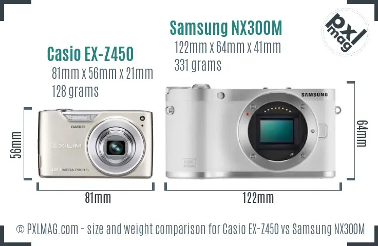 Casio EX-Z450 vs Samsung NX300M size comparison