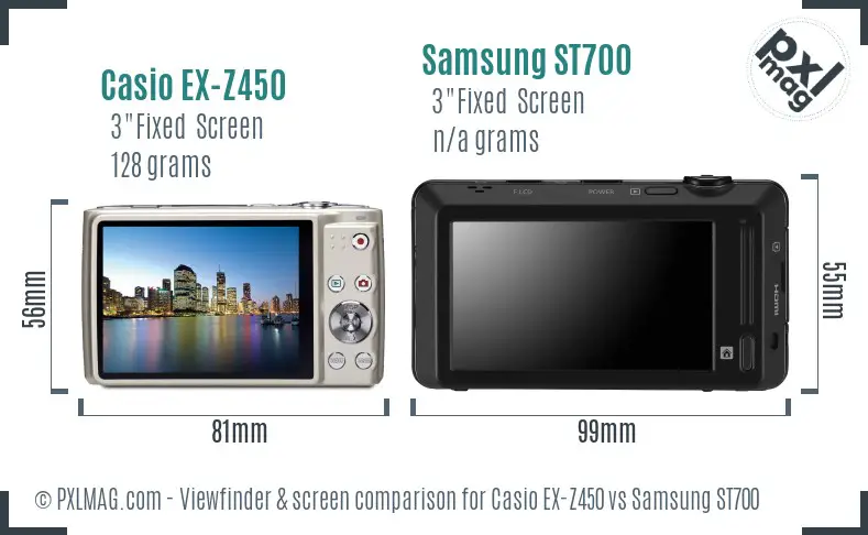Casio EX-Z450 vs Samsung ST700 Screen and Viewfinder comparison Casio EX-Z450 vs Samsung ST700 Screen and Viewfinder comparison