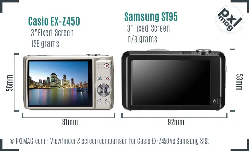 Casio EX-Z450 vs Samsung ST95 Screen and Viewfinder comparison Casio EX-Z450 vs Samsung ST95 Screen and Viewfinder comparison
