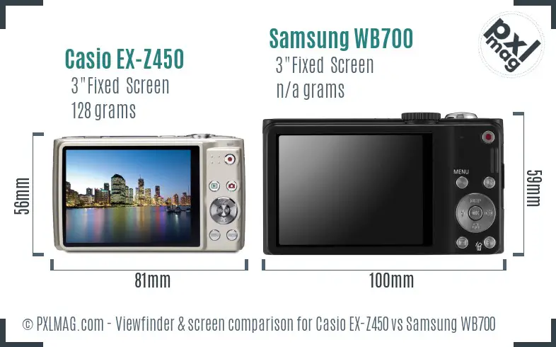 Casio EX-Z450 vs Samsung WB700 Screen and Viewfinder comparison