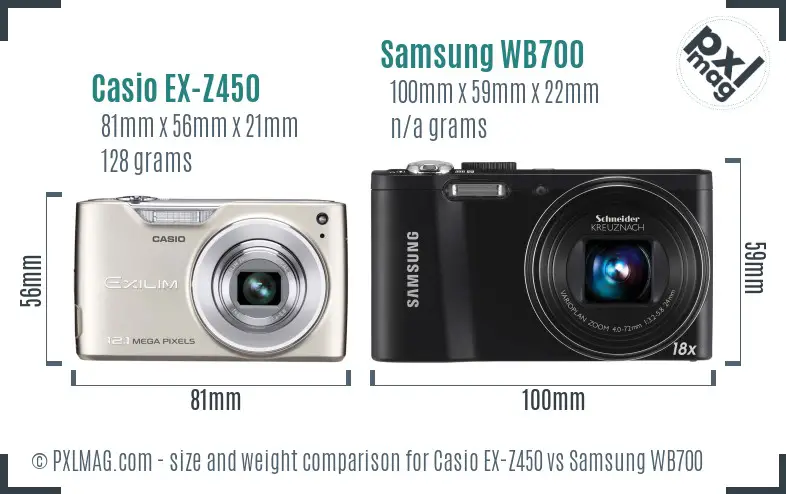 Casio EX-Z450 vs Samsung WB700 size comparison