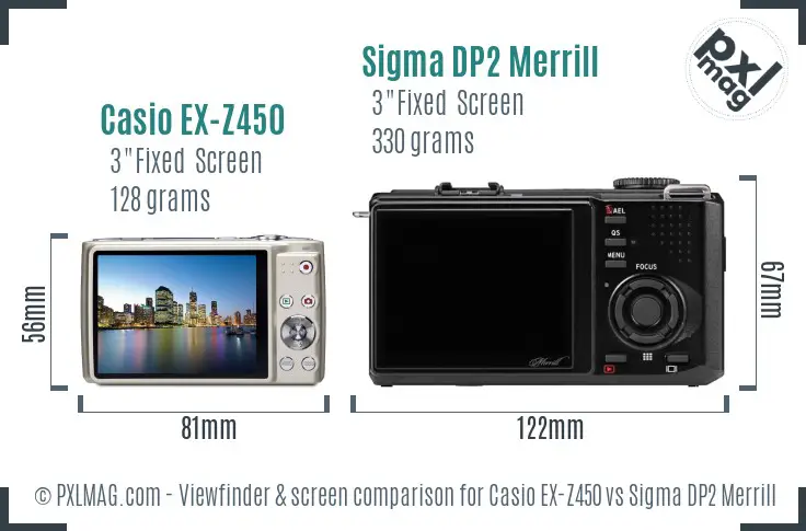 Casio EX-Z450 vs Sigma DP2 Merrill Screen and Viewfinder comparison